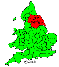 English Map showing Yorkshire